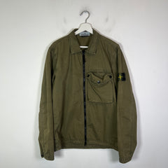 Stone Island Olive Garment Dyed Zip Overshirt Size L