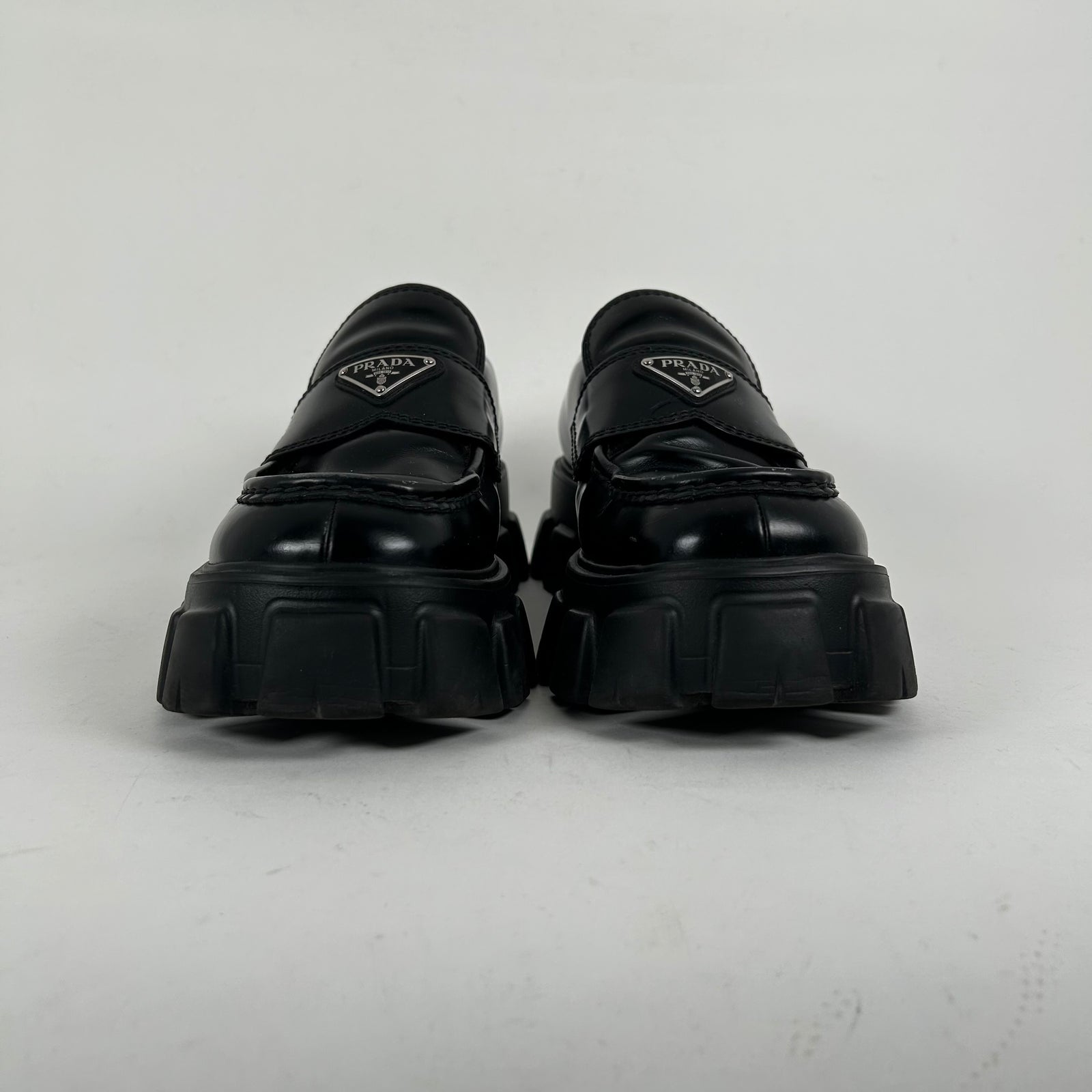 Prada Black Leather Monolith Sneakers Size 10