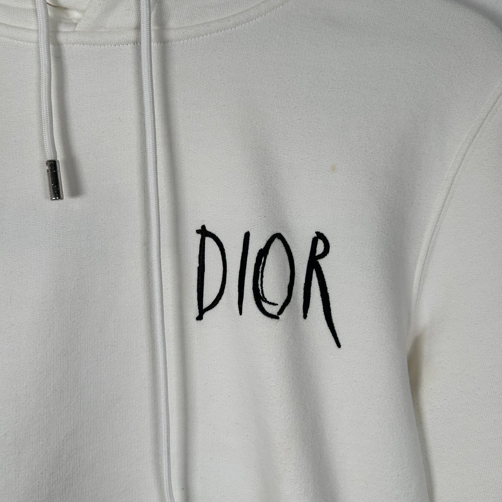 Dior White Embroidered Hoodie Size S
