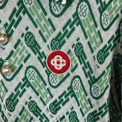 Casablanca Green Monogram Jacquard Knit Polo Size 2XL