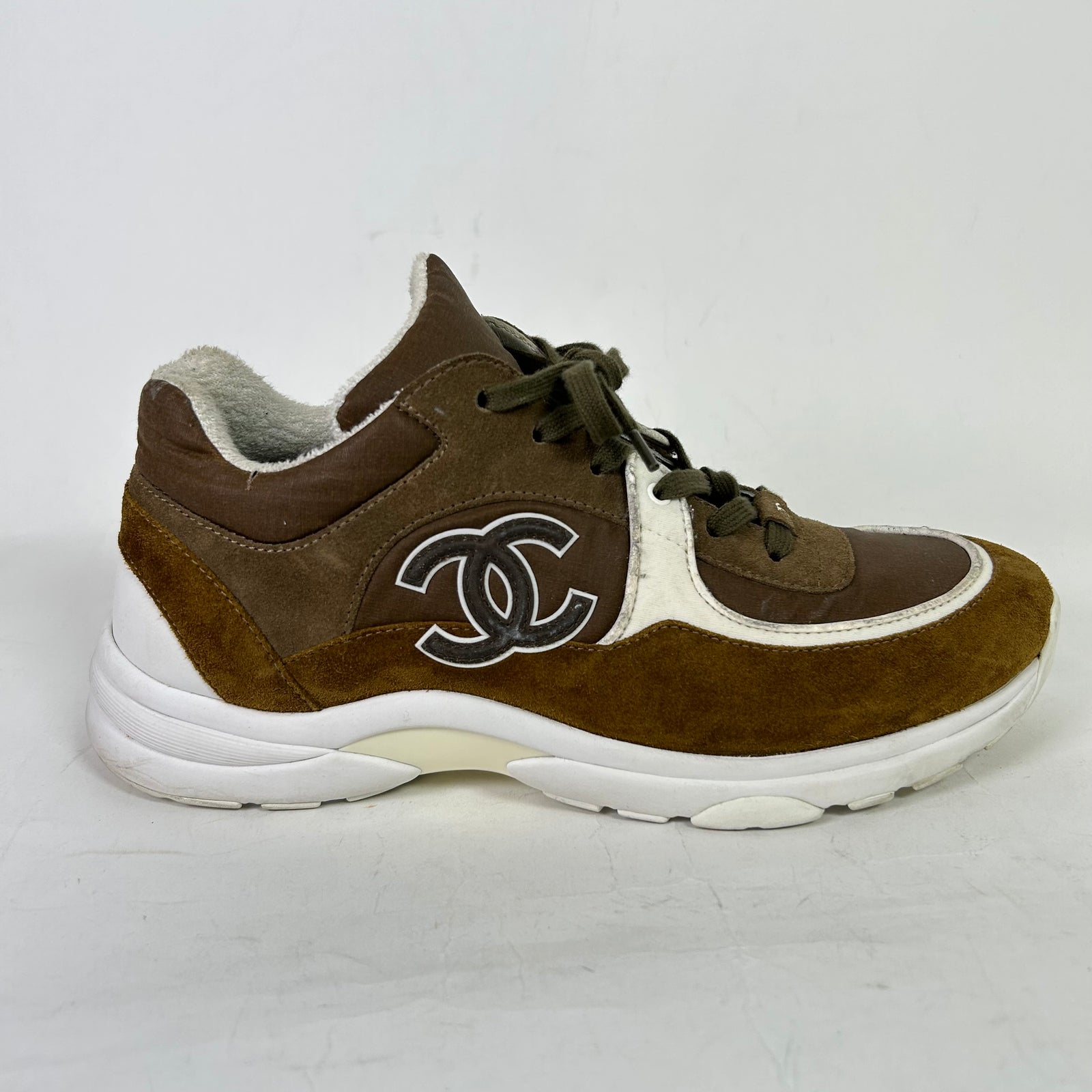 Chanel Olive/Brown Interlocking CC Runners