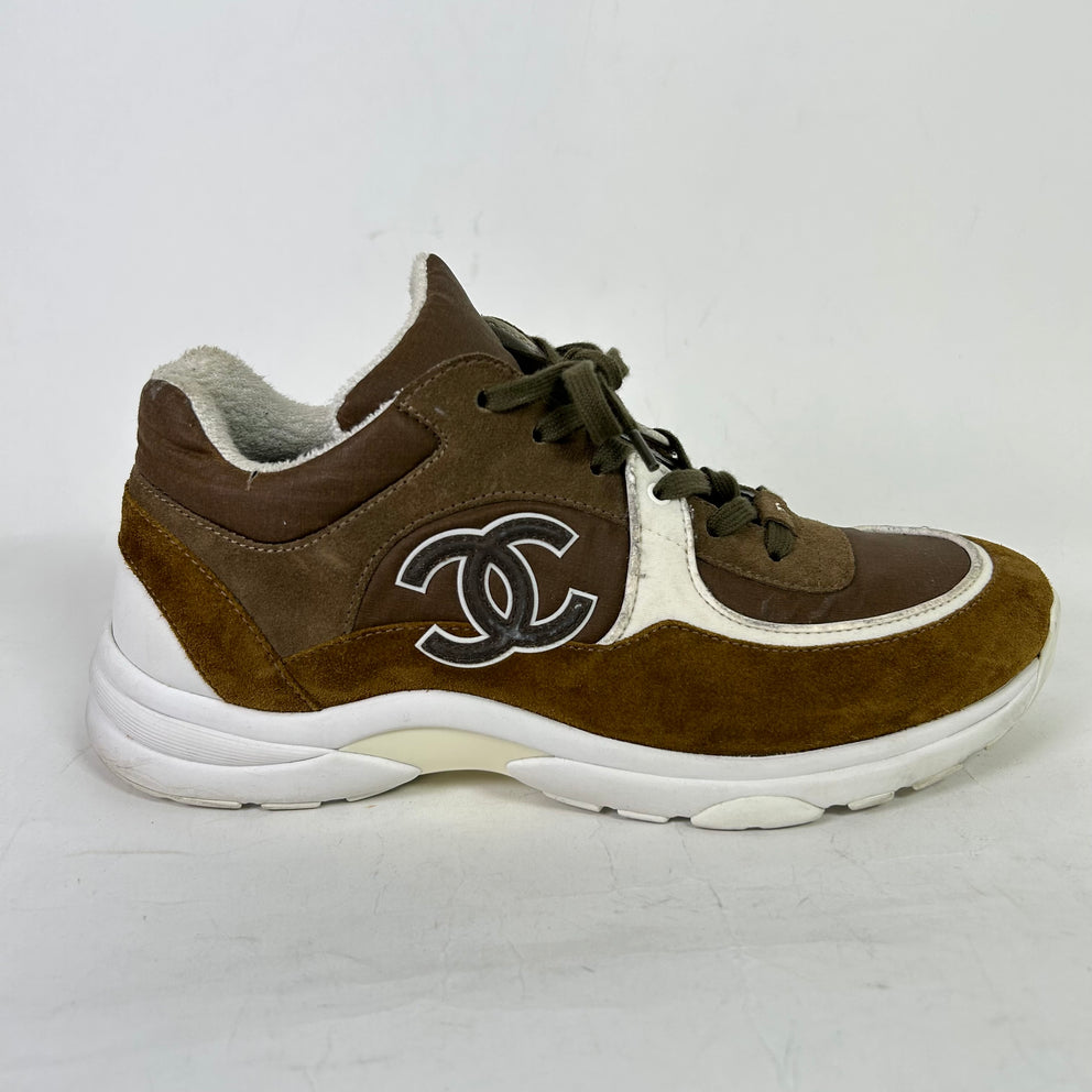 Chanel Olive/Brown Interlocking CC Runners
