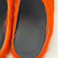 Marni Orange Fuzzy Slip On Slides Size 9