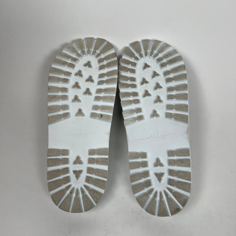 Gucci White Web Slide Sandals Size GG 10