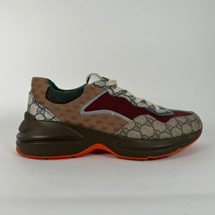 Gucci Brown GG Supreme Multi Rhyton Monogram Sneaker Size 11.5