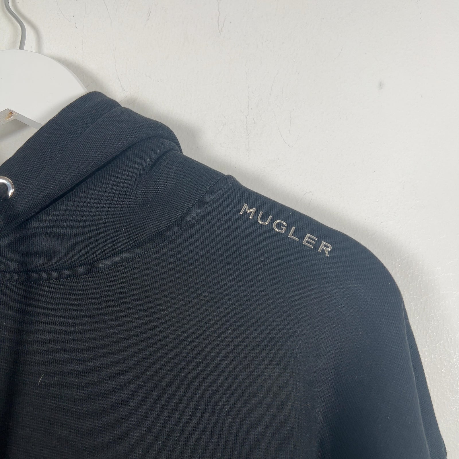 Mugler Metal Logo Cropped Hoodie