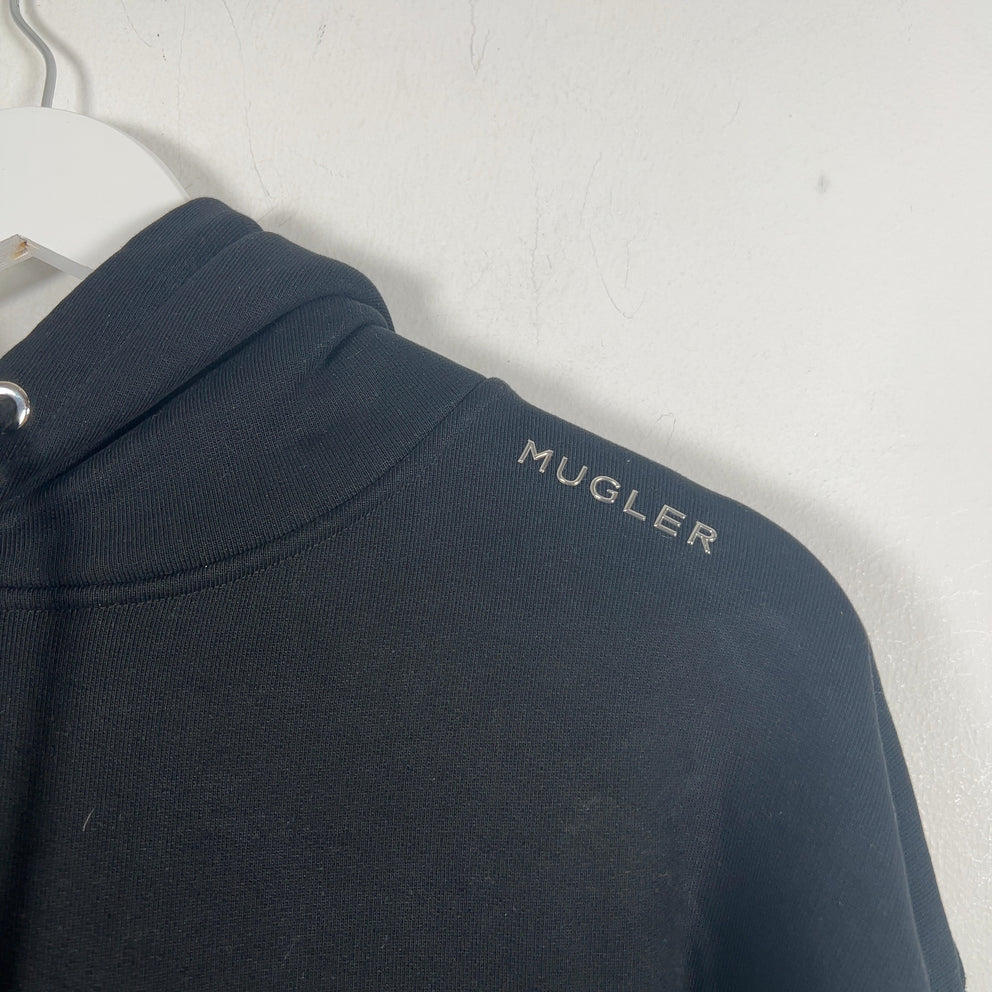 Mugler Metal Logo Cropped Hoodie