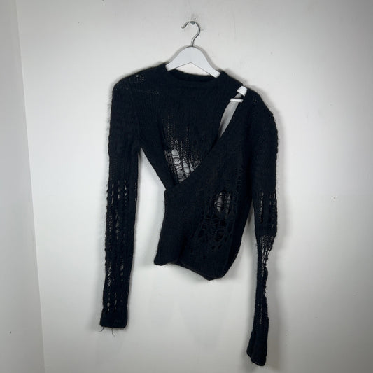 Rick Owens Black Spider Banana Knit Sweater Size S
