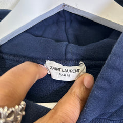 Saint Laurent Navy Logo Tapered Hoodie