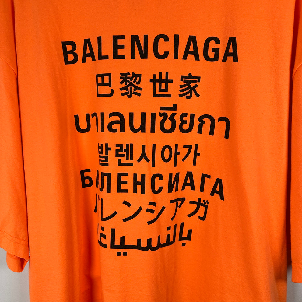 Balenciaga Orange Language Graphic T-Shirt Size S