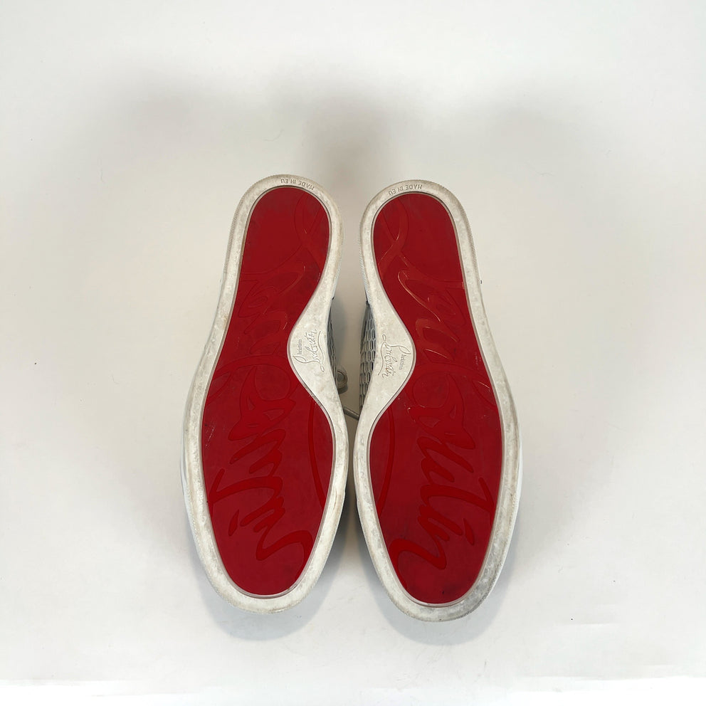 Christian Louboutin Aztec Embossed Print Leather Lowtop Sneakers