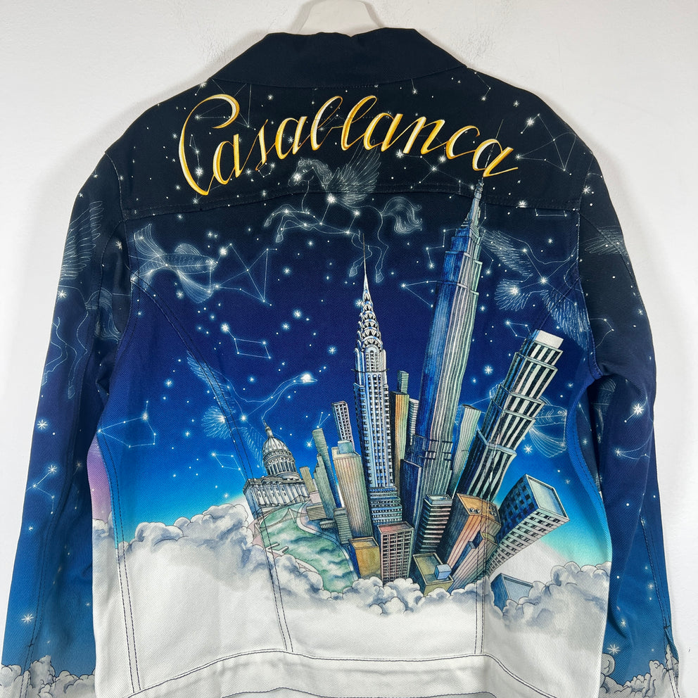 Casablanca Vol-Au-Nuit Printed Denim Jacket Size XL