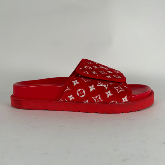 Louis Vuitton Red Miami Slides Size 5