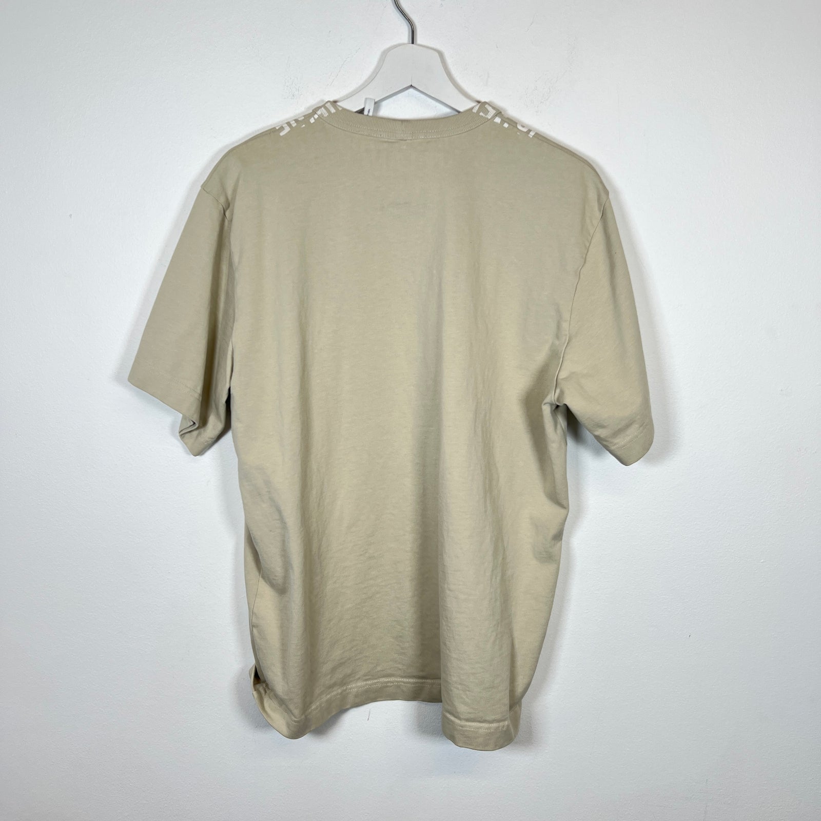 Helmut Lang Tan Neck Logo T-shirt Size M