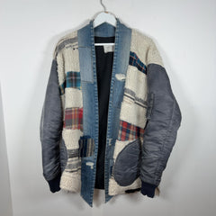 Greg Lauren Kimono Sherpa Patchwork Light Jacket