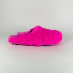 Marni Pink Shearling Fussbet Slip-On Sandals Size 45