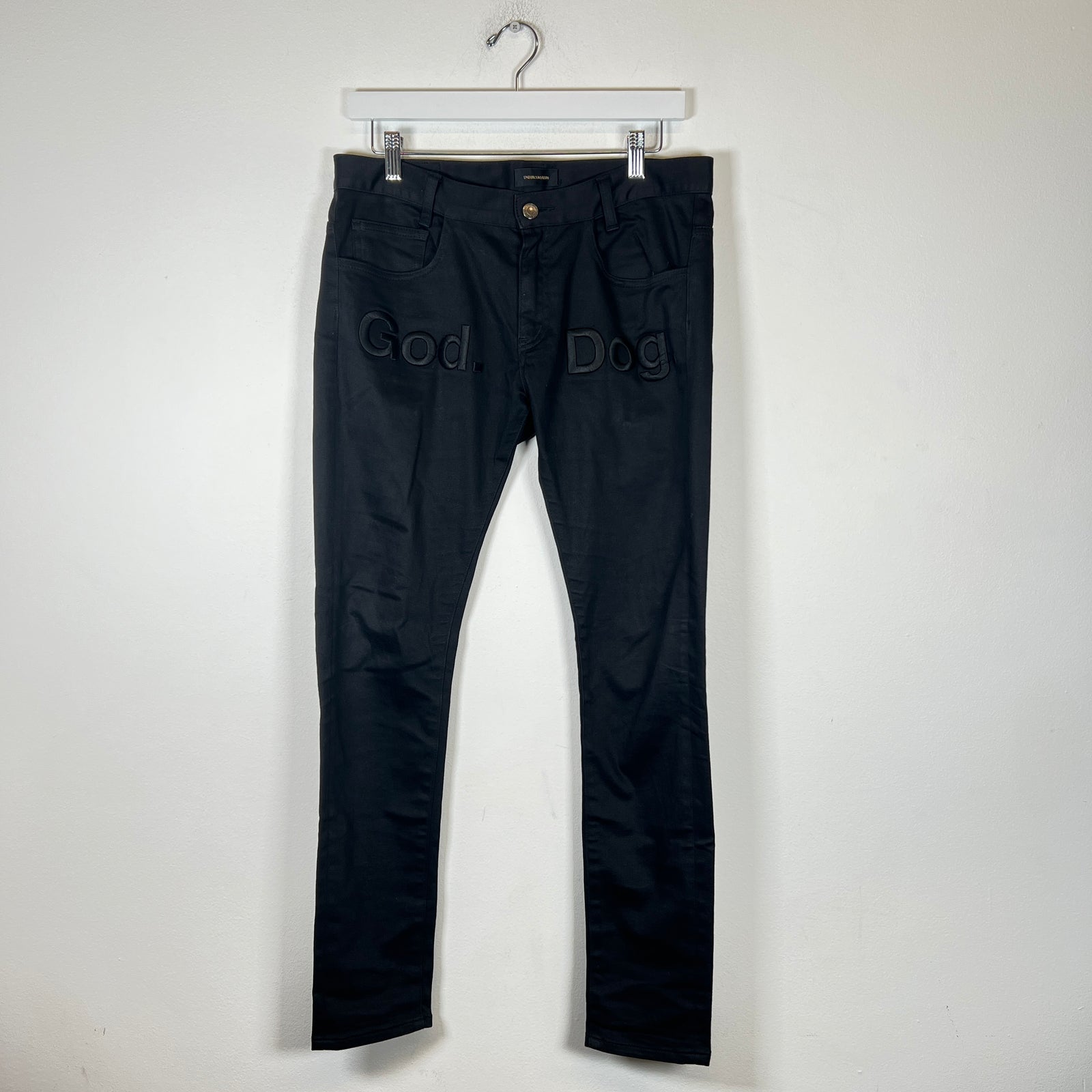 Undercover Black SS14 'GOD DOG' Embroidered Pants Size 4