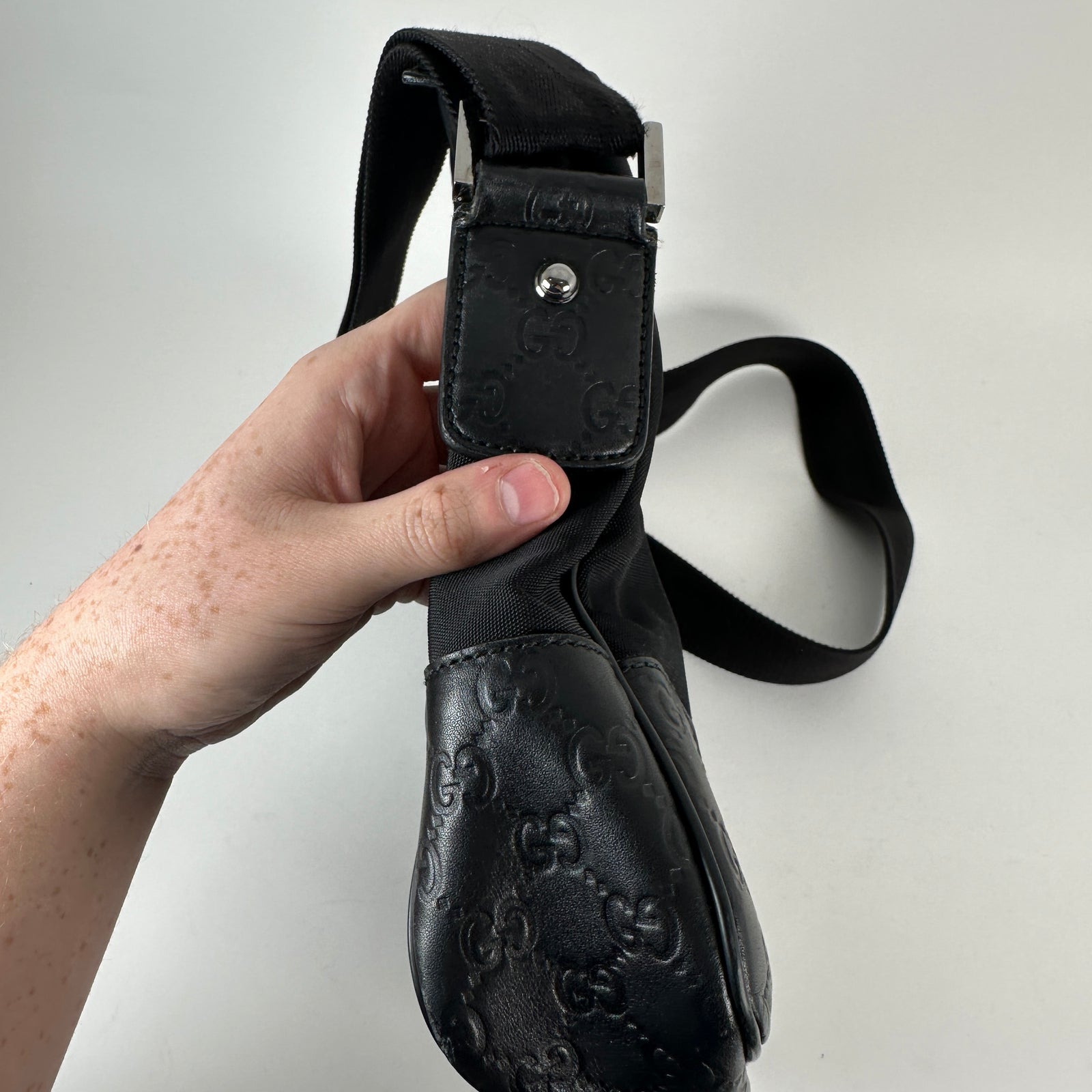 Gucci Black Leather Embossed Cross Body