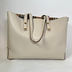 Burberry Tan Calfskin Crest Embossed Small Tote Bag