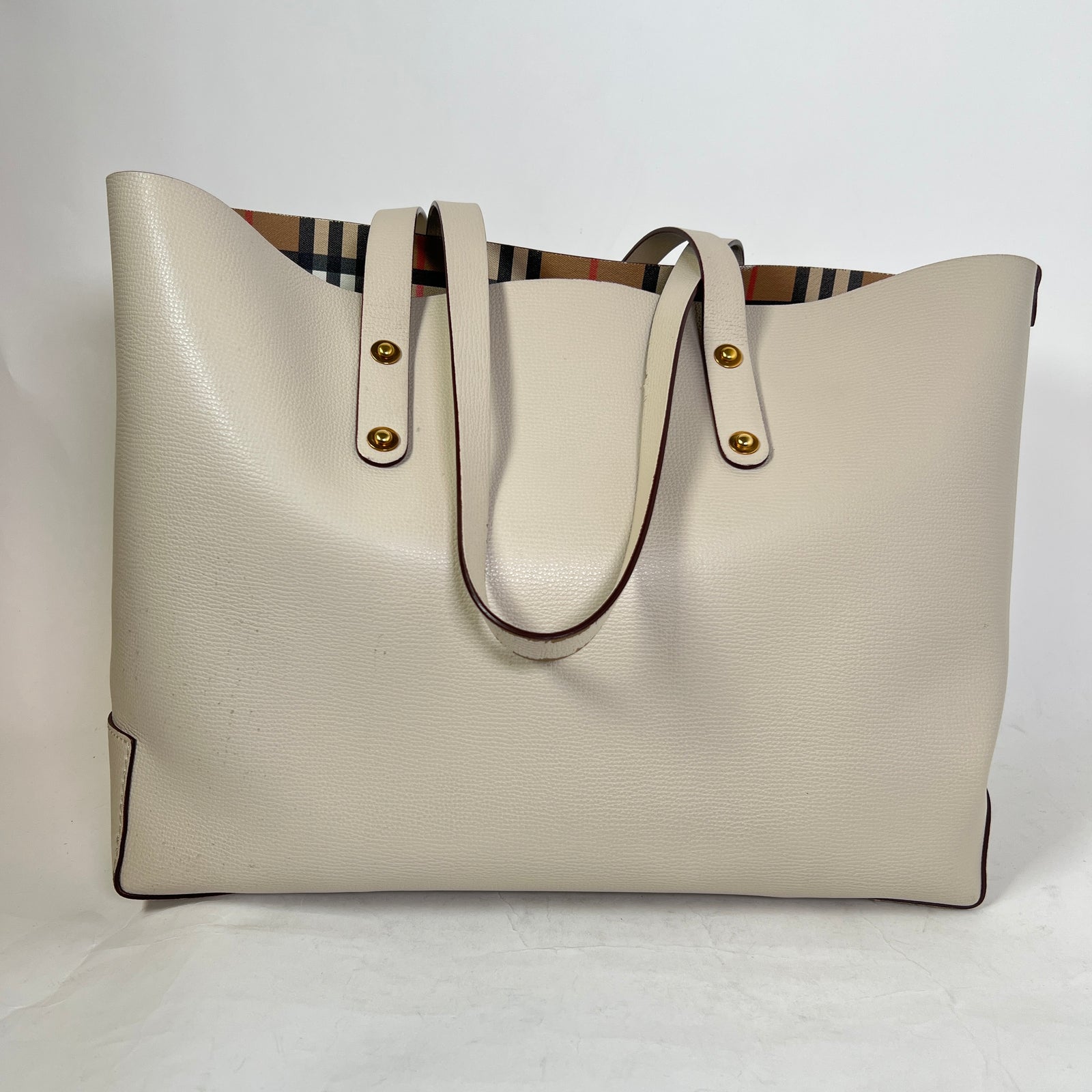 Burberry Tan Calfskin Crest Embossed Small Tote Bag