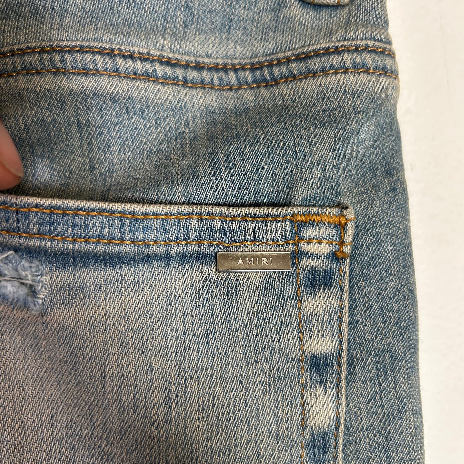 Amiri Flame Patched Lightwash Jeans