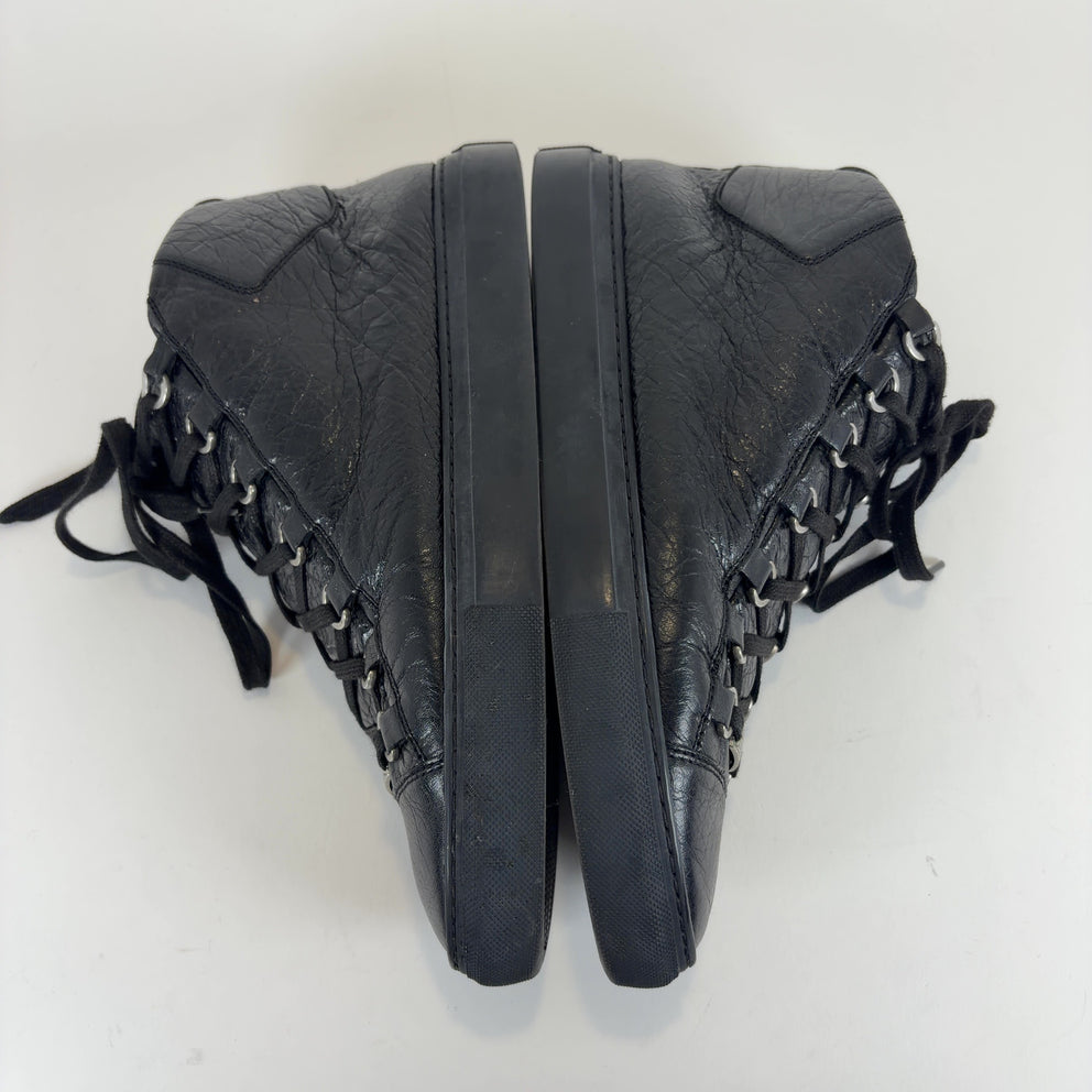 Balenciaga Crinkle Leather Arenas Hightop Sneakers
