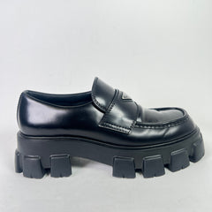 Prada Brushed Leather Monolith Loafer