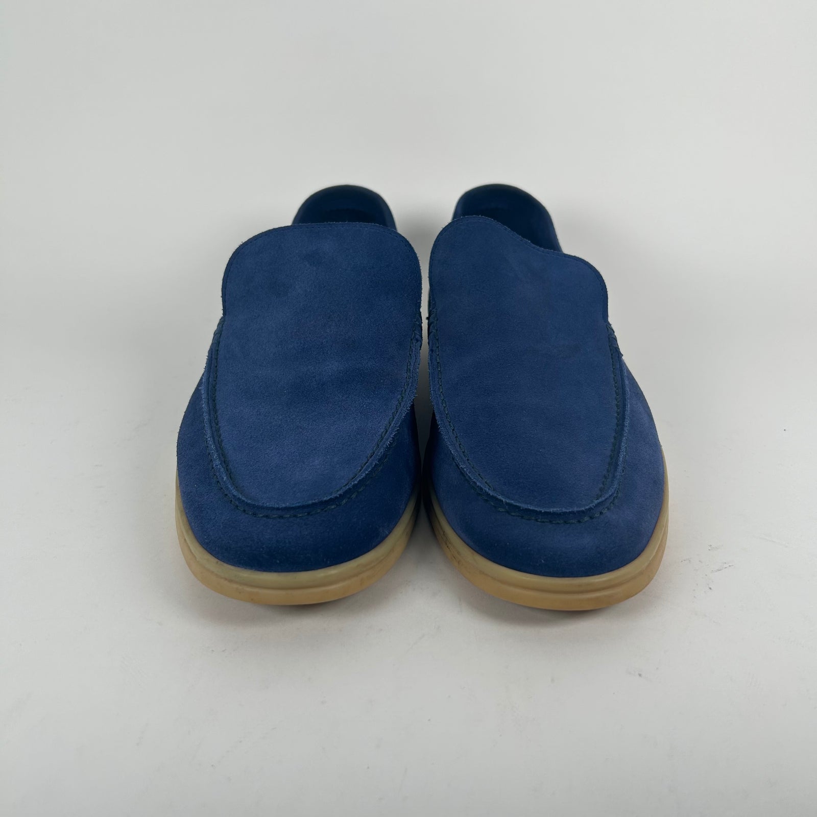 Loro Piana Blue Summer Walk Suede Loafers Size 46