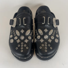 Toga Virilis Black Eyelet Metal Sabot Slip-on Loafers