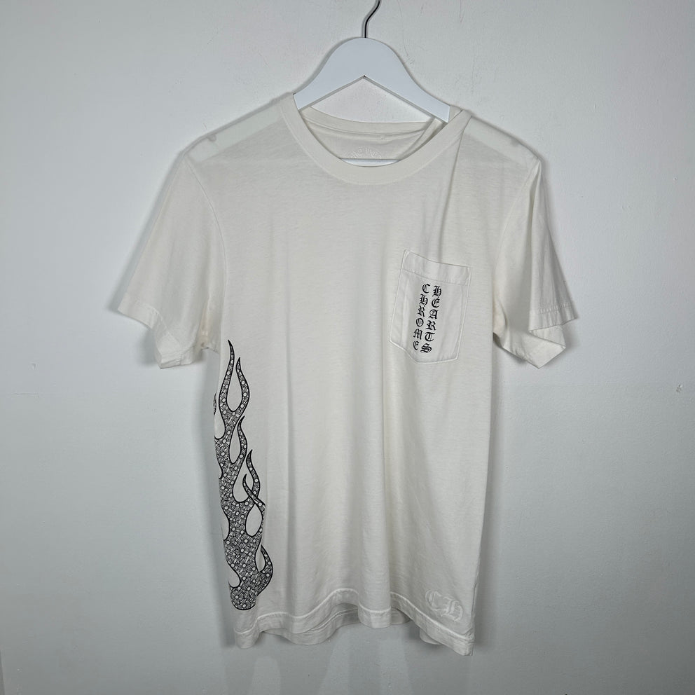 Chrome Hearts Flame Graphic White T-Shirt Size M