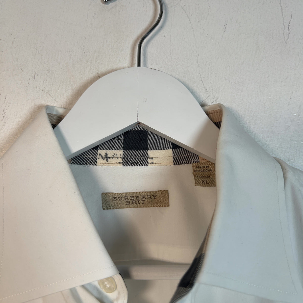 Burberry Brit Check Plaid On Collar And Cuff Shirt