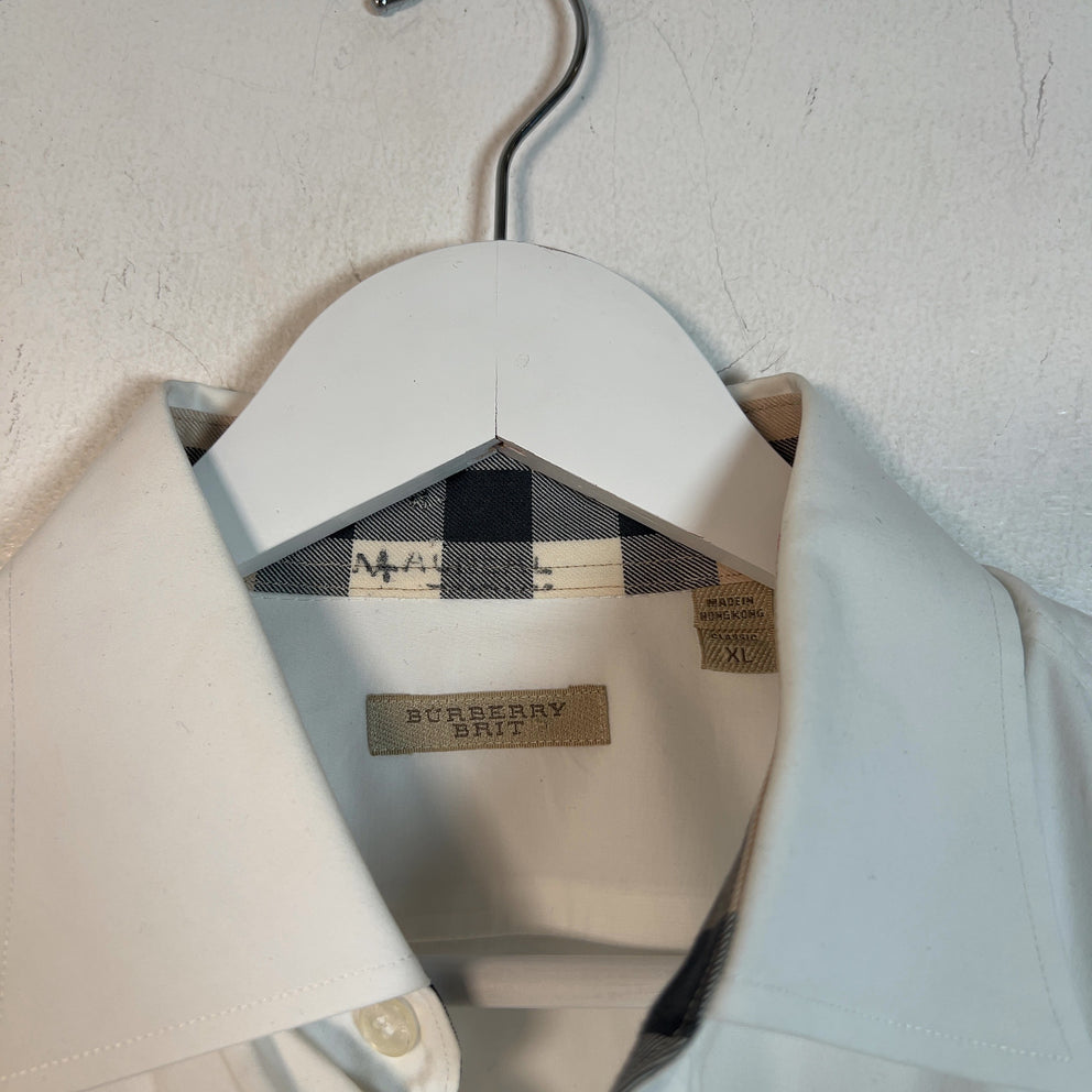 Burberry Brit Check Plaid On Collar And Cuff Shirt