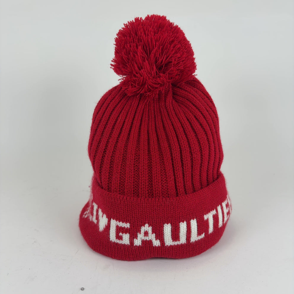 Jean Paul Gaultier Ribbed ”I Heart Gautier” Pom Pom Beanie