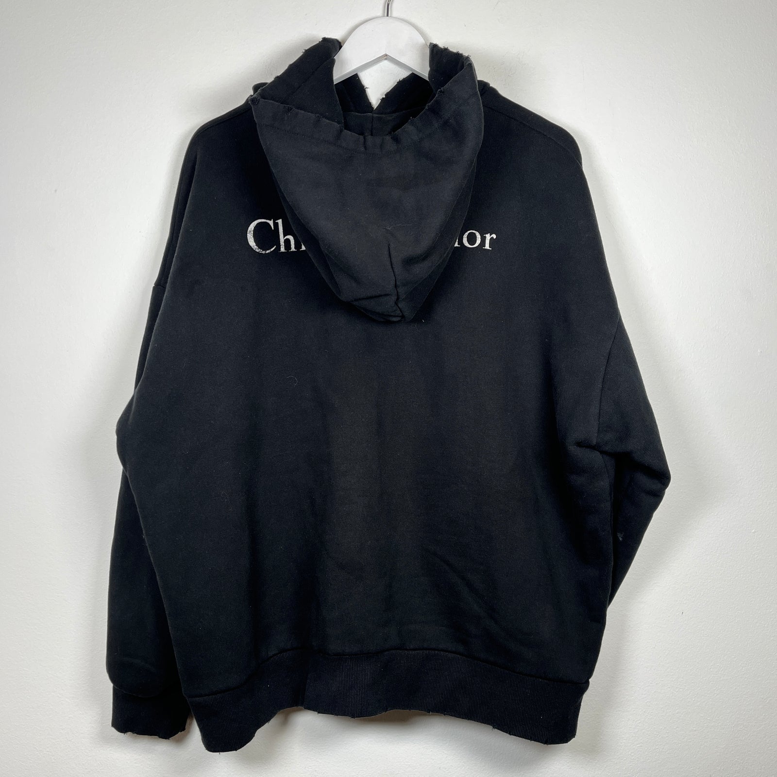 Christian Dior Couture Black Distressed Hoodie Size L