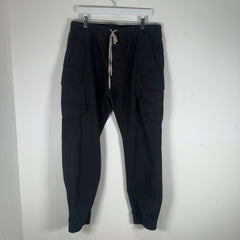Rick Owens Black Cargo Pocket Drop Crotch Jogger Pant Size XL