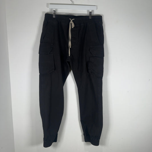 Rick Owens Black Cargo Pocket Drop Crotch Jogger Pant Size XL