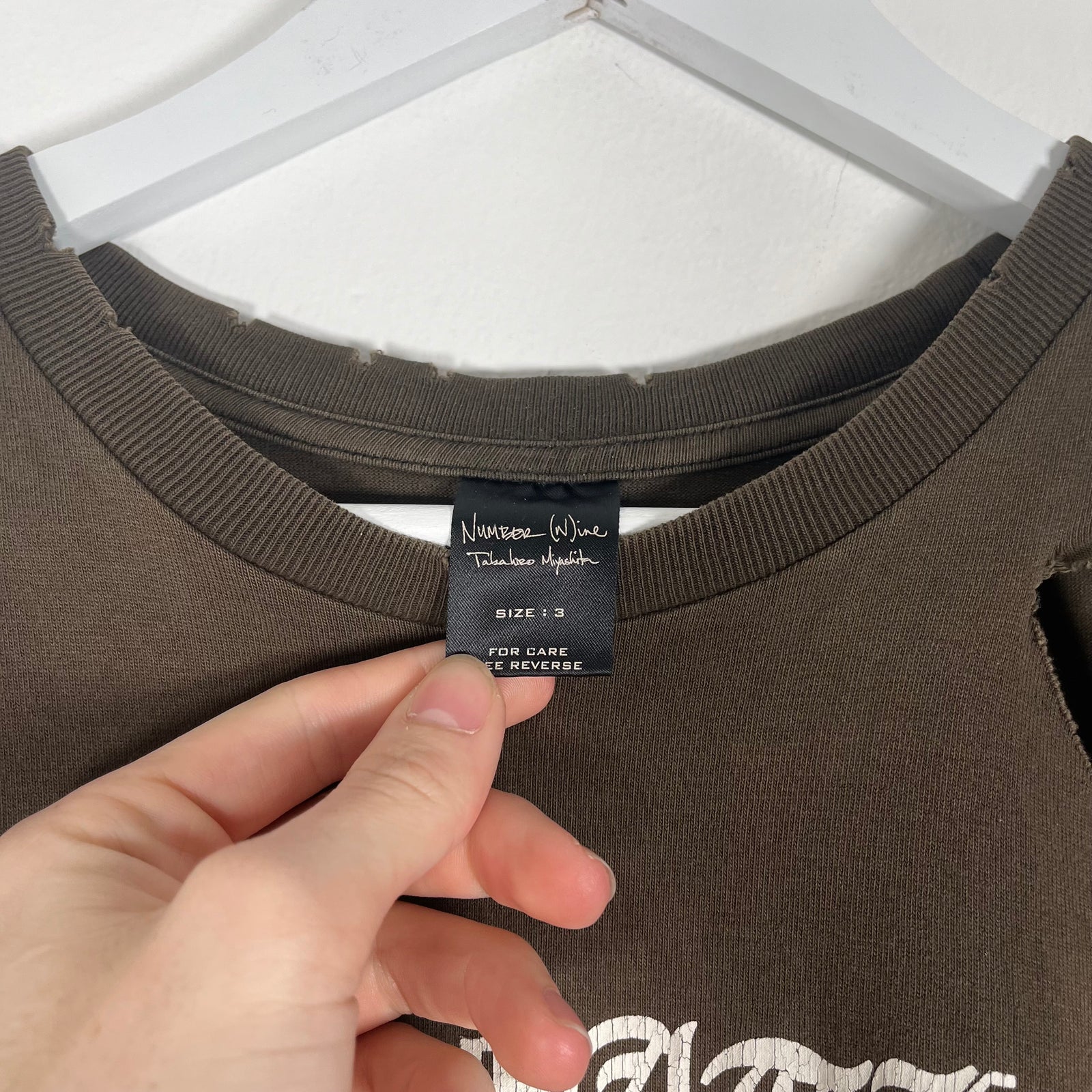 Number (N)ine 'Like Father' Brown T-Shirt Size 3
