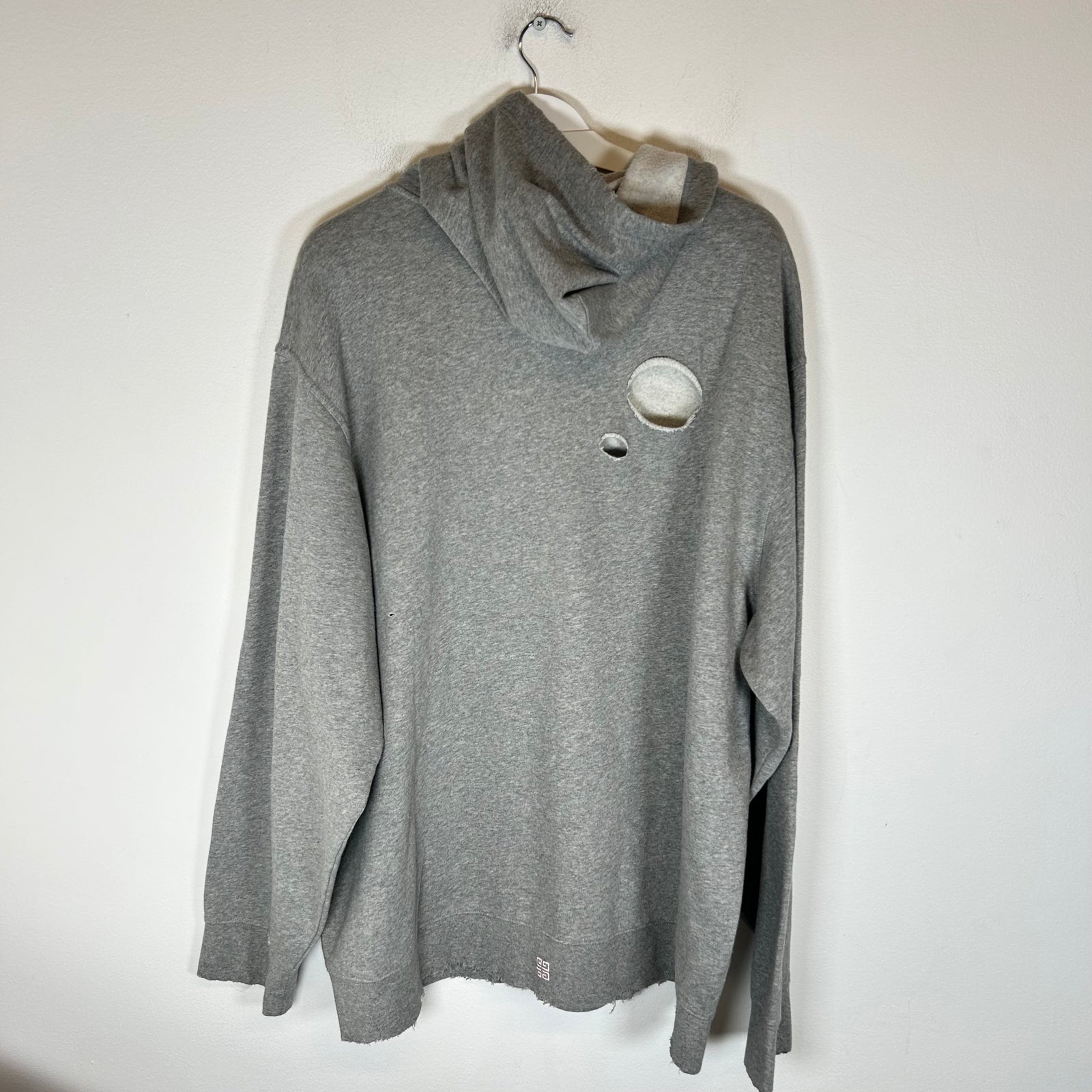 Givenchy Grey Destroyed Hoodie Size M
