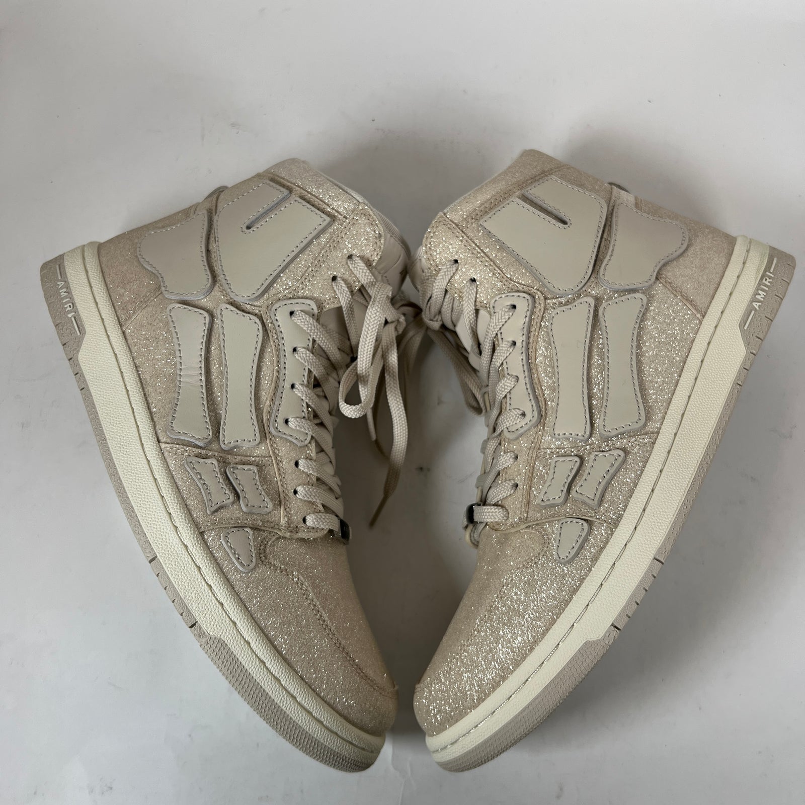 Amiri Beige Glitter Skel Hi-Top Sneaker Size 42