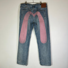 Evisu Lightwash Monogram Selvedge Denim Jeans Size 36