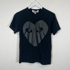 CDG Play Black Heart Logo Tee Sz S