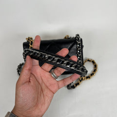 Chanel Black/Gold Quilted Lambskin 19 Wallet On Chain