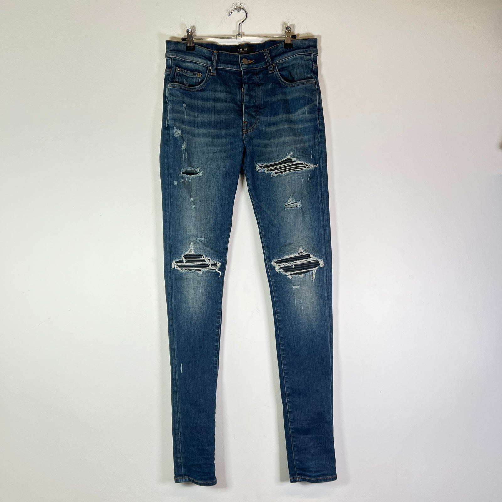 Amiri Dark Blue MX1 Black Patch Jeans