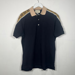 Gucci Black GG Shoulder Logo Polo Shirt Size M