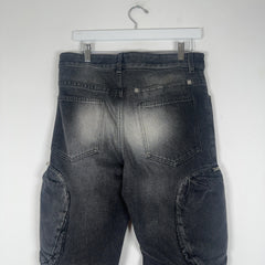 Givenchy Black Wash Cargo Zipper Jeans Size 30