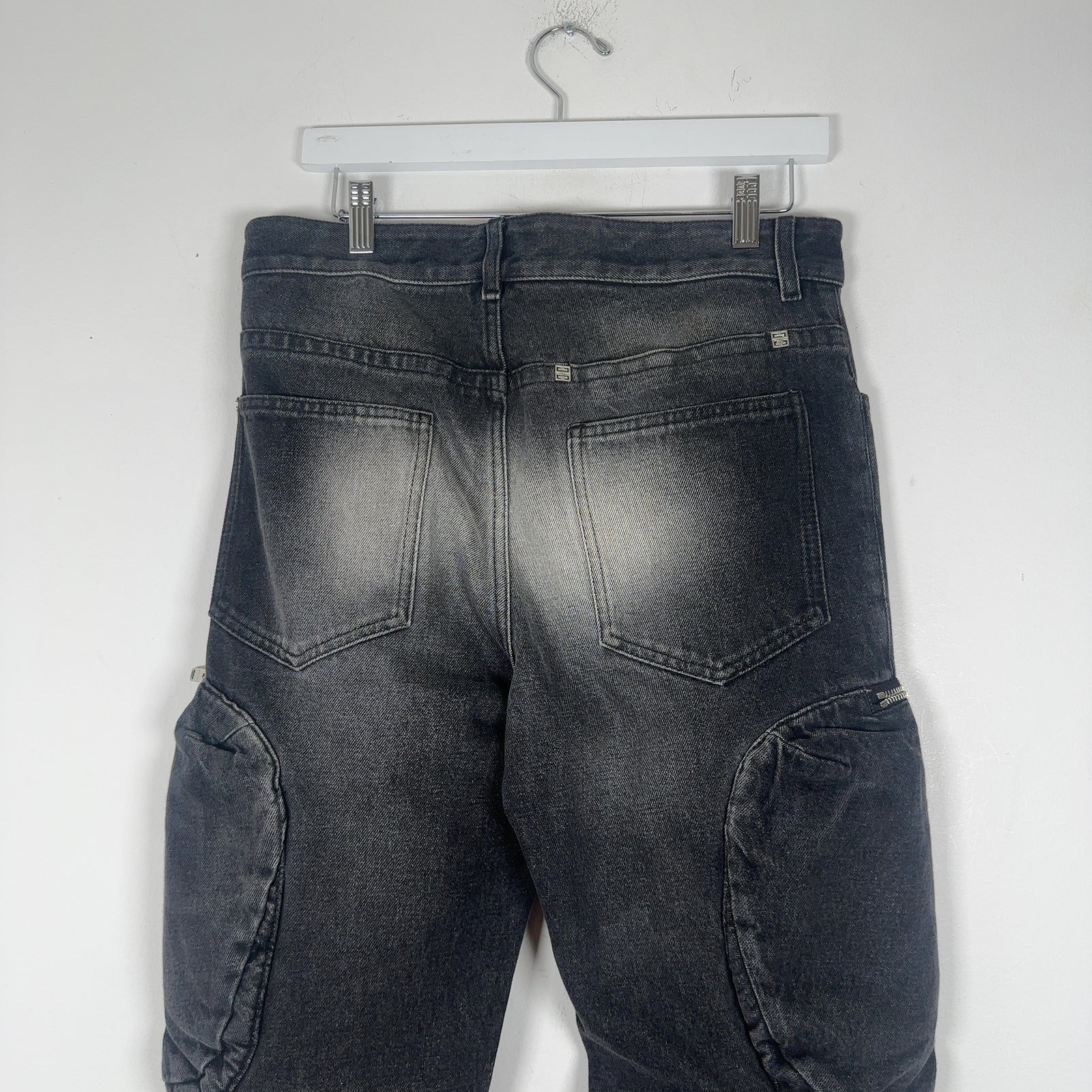 Givenchy Black Wash Cargo Zipper Jeans Size 30