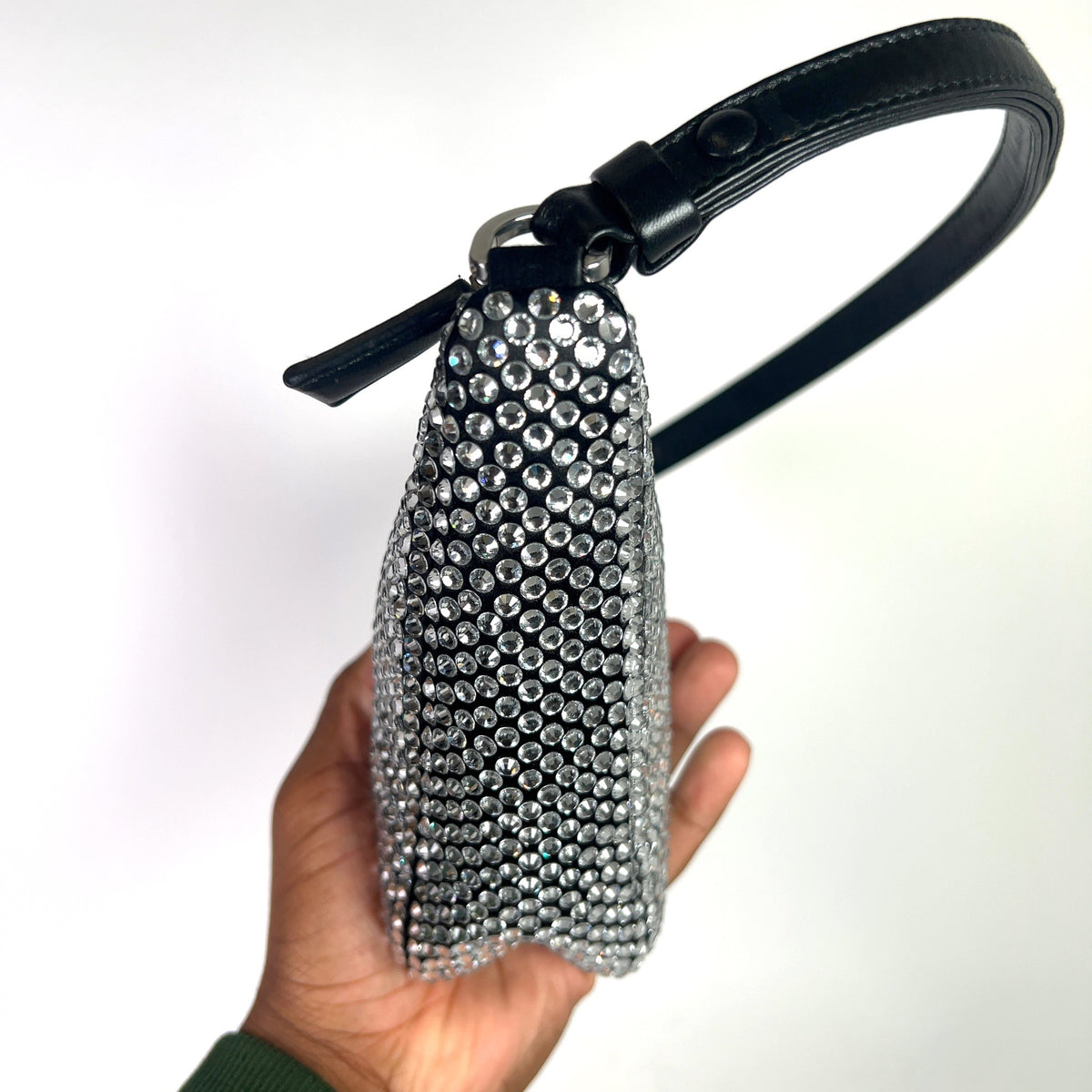 Prada Crystal Embellished Triangle Logo Bag