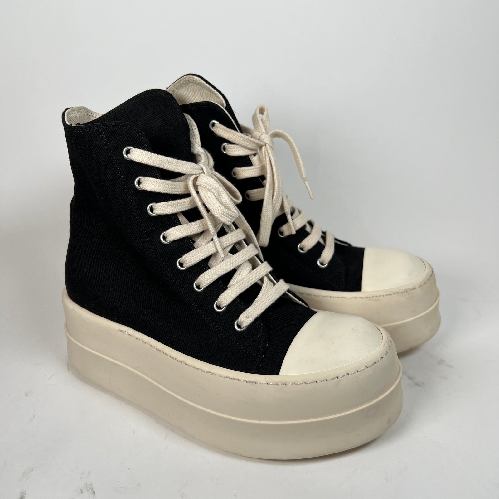 Rick Owens Drkshdw Black/Milk Mega Bumper Sneakers Size 37.5