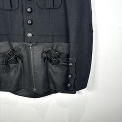 Number (N)ine AW06 'NOIR' Black Leather Hybrid Wool Napoleon Jacket Size 2