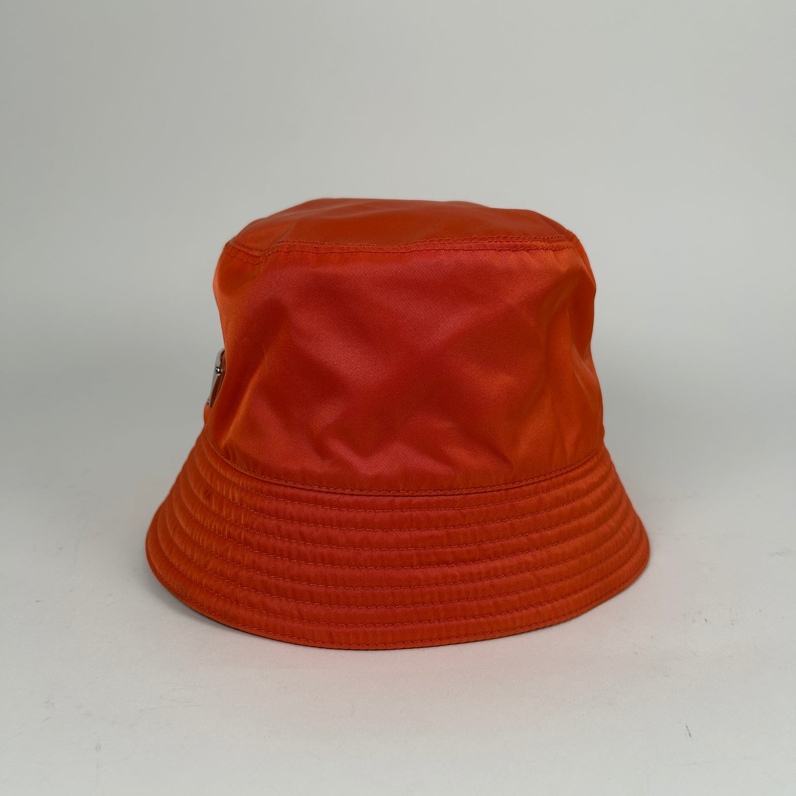 Prada Orange Nylon Logo Bucket Hat Size M